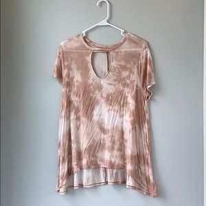 Pink and White Flowy Short Sleeve Shirt